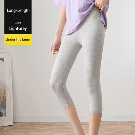 Legging Capri Femme Genou - Short Confortable Amincissant - Pour Yoga, Gym Et Quotidien - Couleur Unie Douce