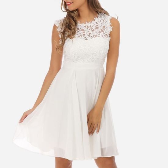 Robe blanche avec dentelle grandes tailles