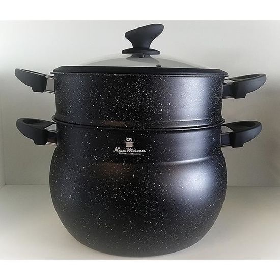 Couscoussier Royalty Line 15L - Inox Induction, Revêtement Anti-adhésif, Couvercle Verre