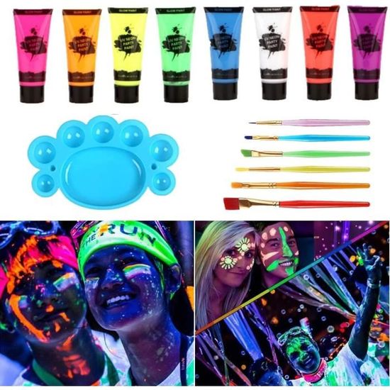 KARLOR UV Gesichtsfarbe Set – 6 Neon-Farben In 1 Dose, Wasserlöslich, Für Schwarzlicht-Party, Fasching, Cosplay