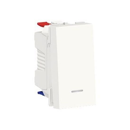 Schneider - Unica - Poussoir lumineux (localisation) - 10A - 1 mod - Blanc - méca seul - Réf : NU310618N