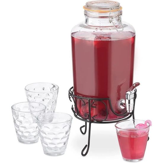 Distributeur À Boisson En Verre 4l Avec Robinet - Madas