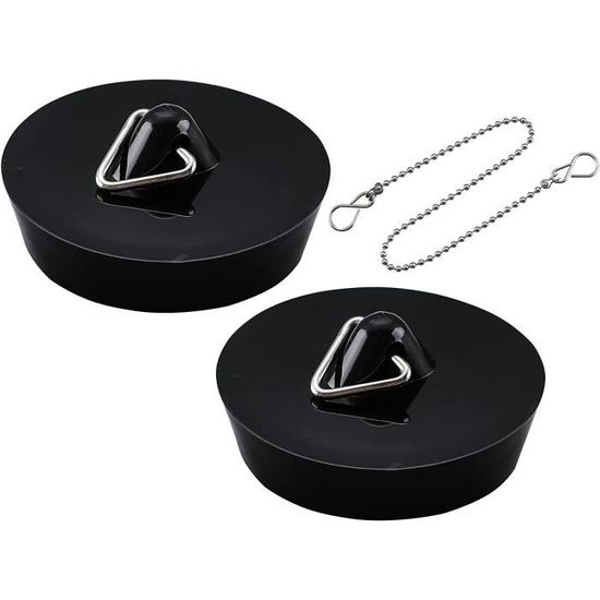 Lot De 2 Bouchons De Vidange En Caoutchouc – Diamètre 46/42 Mm, Avec œillet, Pour évier, Baignoire, Cuisine, Salle De Bain