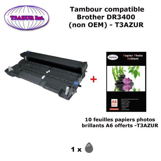 Tambour Compatible DR3400 Pour Imprimantes Brother - Rendement 30 000 Pages, Remplace L'original