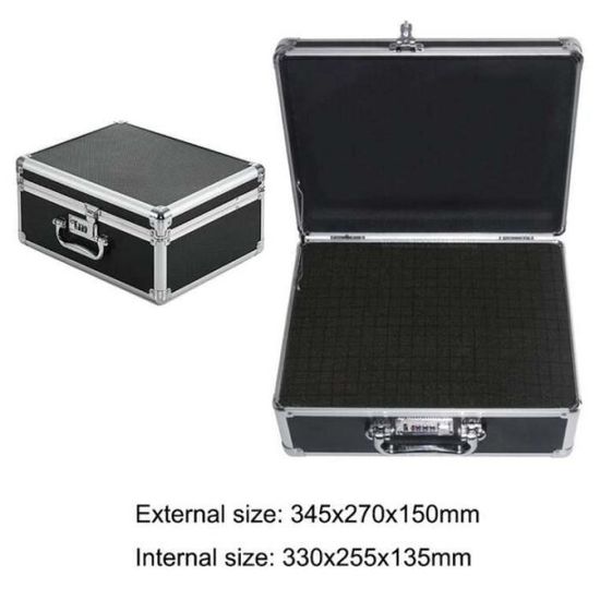 Boîte à Outils En Alliage D'aluminium Doublure En Eponge Avec Poignee Compartiment A Outils Portable Boite Dinstrumentation 230x150x125 Mm Argent 90116668