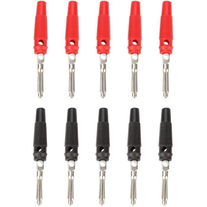 Lot De 10 Fiches Bananes Femelles 4 Mm Pour Haut-parleurs - Rouge Et Noir, Pour Câblage Audio (soudure Nécessaire)