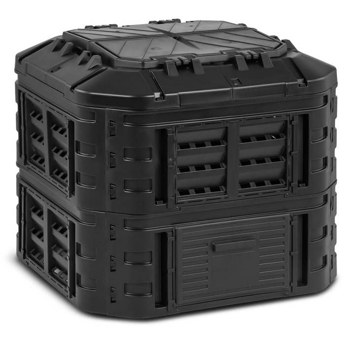 Composteur De Jardin Modulaire Bac De Compostage Rapide D'Extérieur Noir 600 L