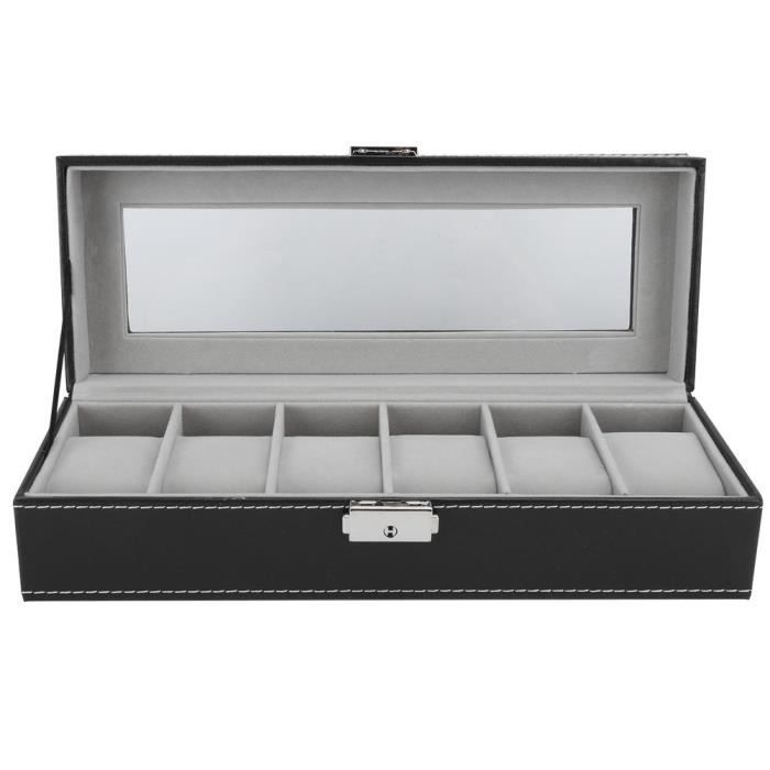 Boîte De Rangement Pour Montres En Cuir PU - 12 Montres, Avec Coussins - Dimensions Environ 30x20x8 Cm - 6