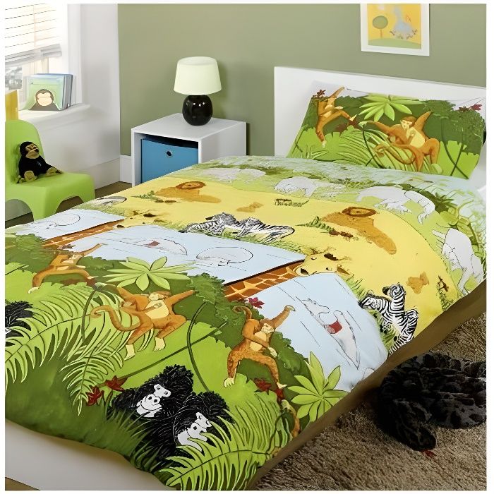 Parure de lit Jungle safari Housse de couette 140 cm x 200 cm et taie