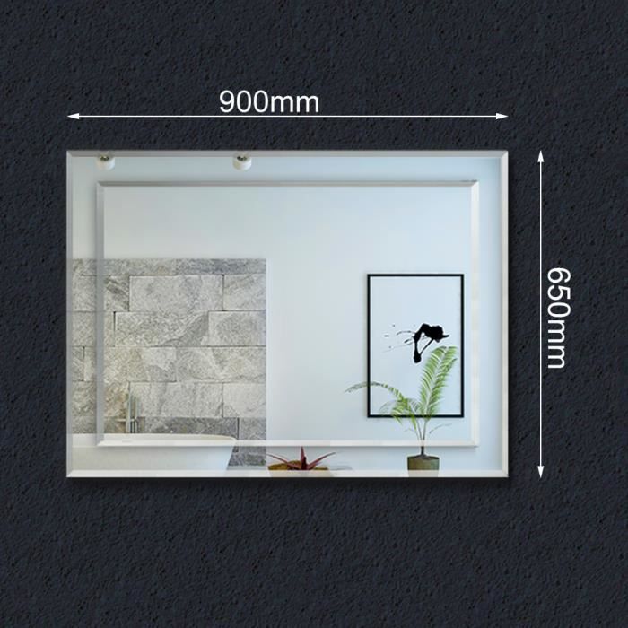 Miroir mural rectangulaire 65x=0cm, installation verticale et horizontale, miroir de maquillage, deux miroirs de designer ensemble
