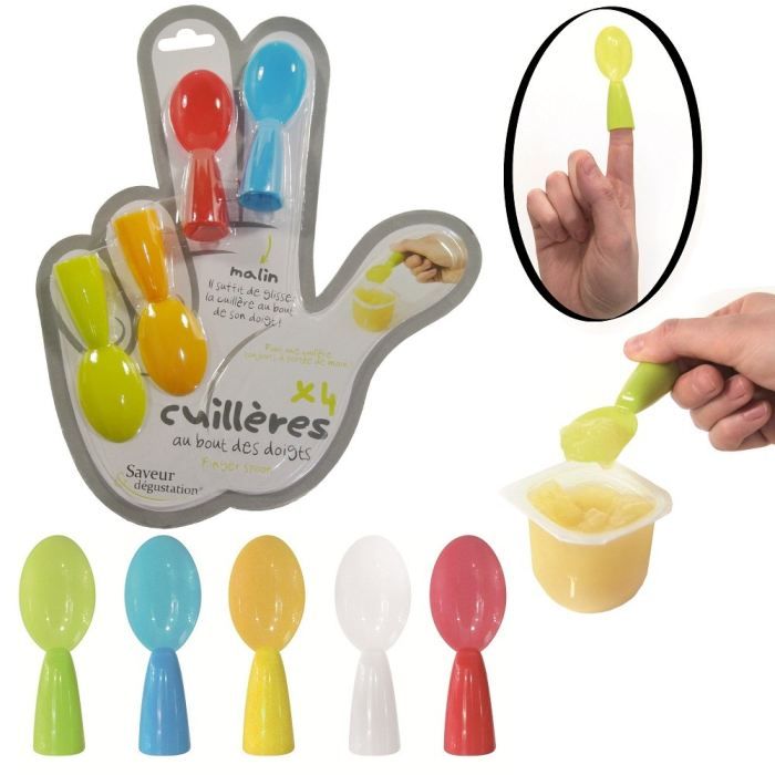 Lot 4 Cuillères Fourchette de Poche Bout de Doigt Fun City Lunch Time