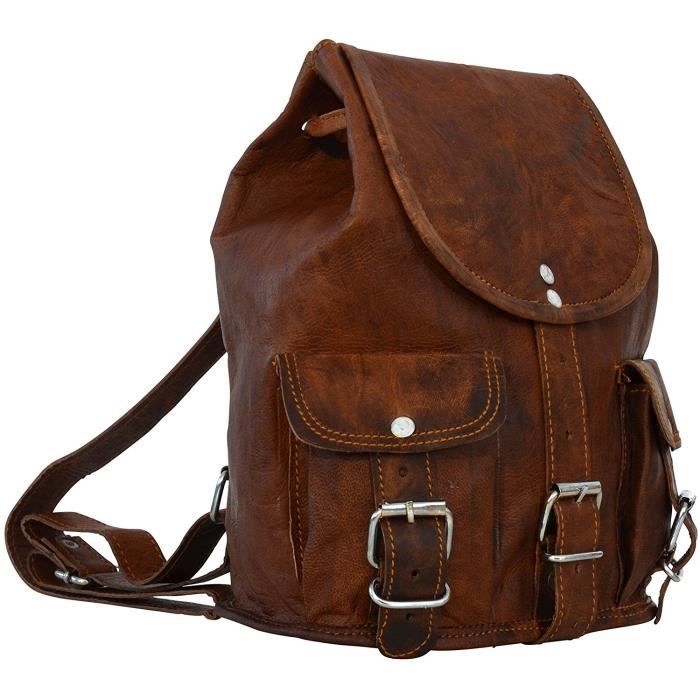Sac à dos - Gusti Cuir nature -Lena- sac à dos vintage sac porté épaule bacpack rétro sac de voyage homme femme cuir de chèvre