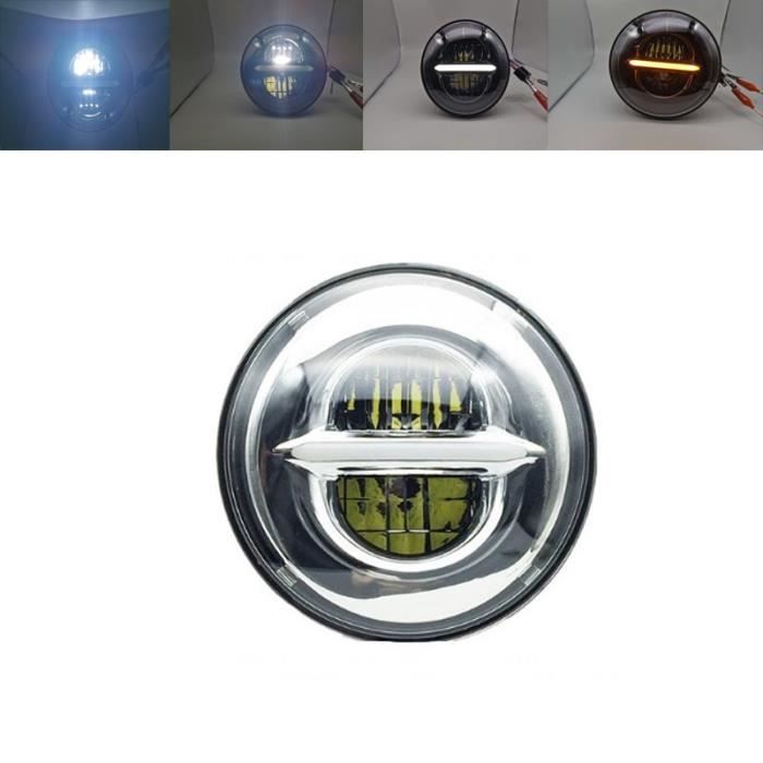 Phare de Moto LED 5.75 pouces, feu Halo blanc DRL, yeux d'ange pour Dyna Sportster Softail 5 phare led pouc 50W chrome A -WM1426