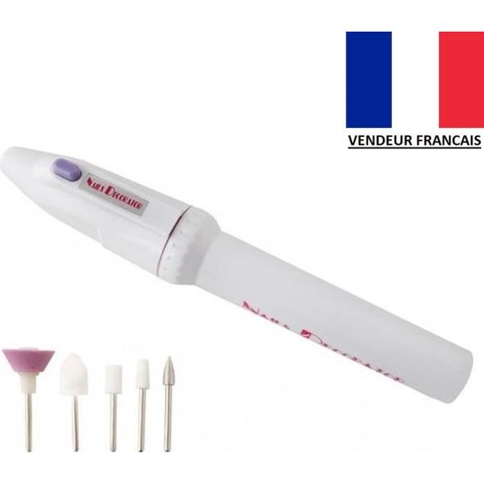 Stylo Ponceuse et Lime à Ongles électrique Manucure Pédicure Fraise 5pcs