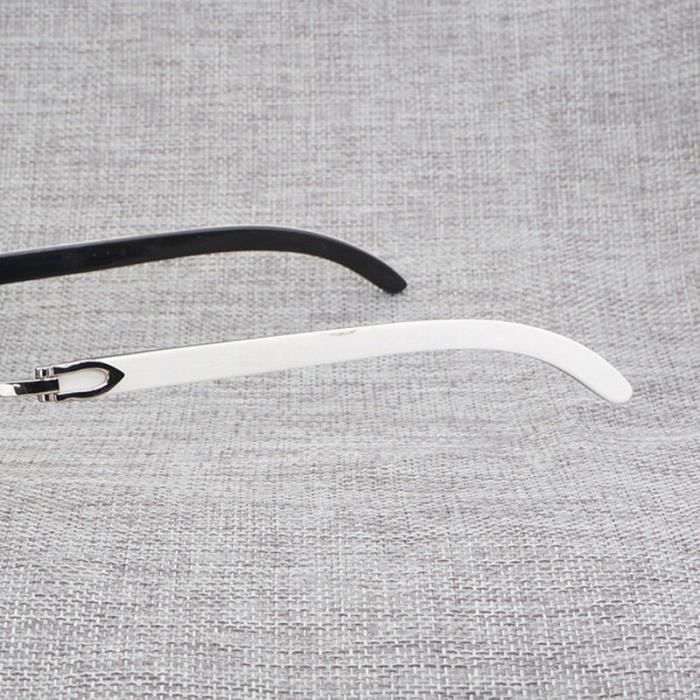 Lunettes de Soleil,Lunettes de soleil corne de buffle noir blanc Gafas, miroir sans - Type Silver Black n White-Gradient Brown