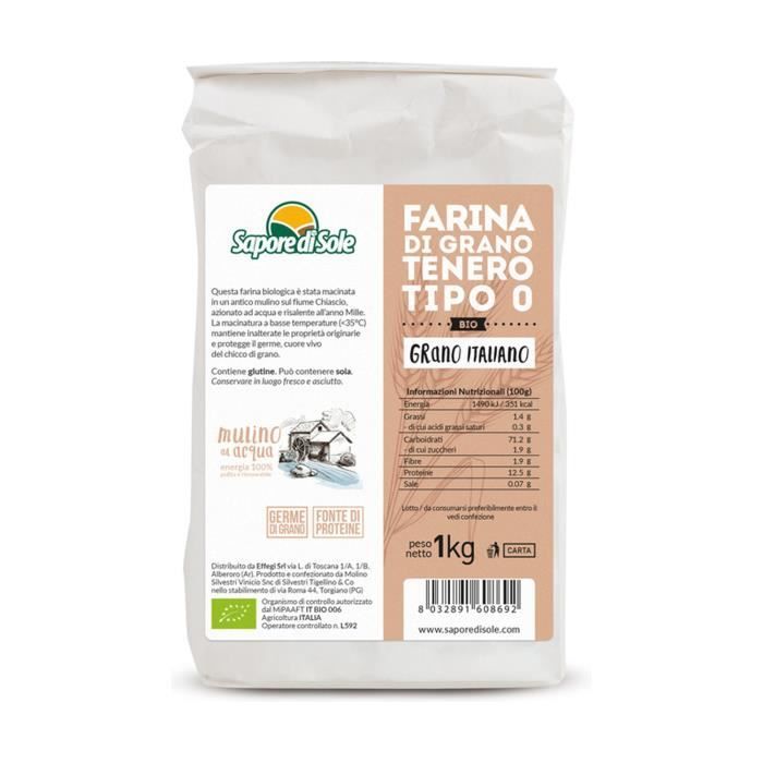 Sapore di Sole+Farine de blé tendre type 0 1 kg de poudre