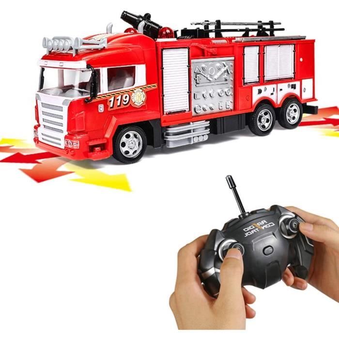 VEHICULE Generp RC Rescue Fire Engine Toy Truck - Camion de pompier radiocommandé RC avec pompe à eau de travail tire
