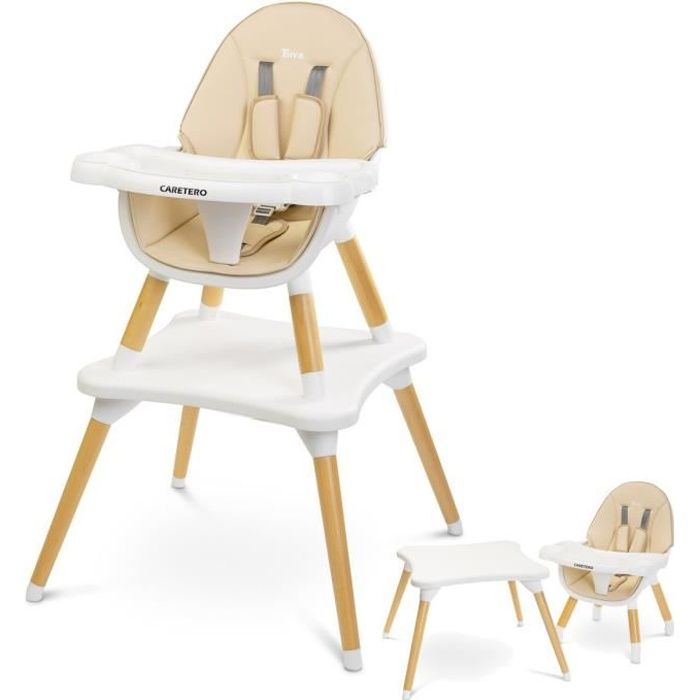TUVA Chaise haute évolutive en table et chaise Beige