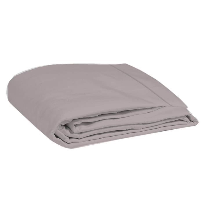 COTE DECO Drap plat 100% percale de coton - 240x290 cm - Violet prune et lilas