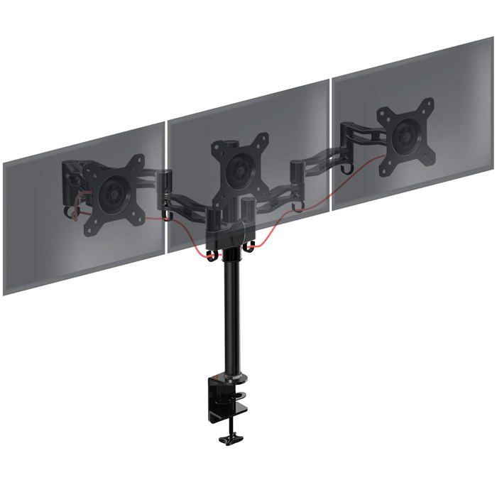 Duronic DM353 Support triple 3 écrans PC pour bureau à pince - Hauteur ajustable - VESA 75/100