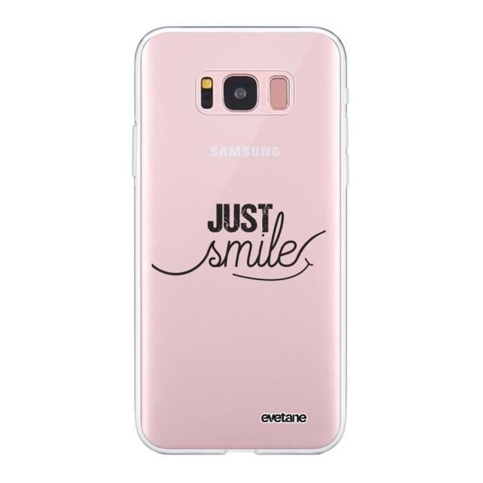 Coque Samsung Galaxy S8 360 intégrale transparente Just Smile Ecriture Tendance Design Evetane