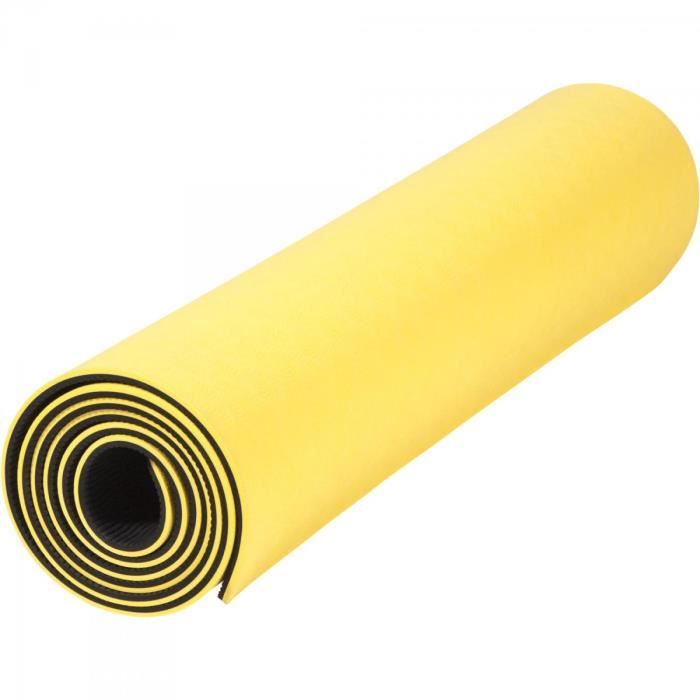 Tapis de Yoga - pilates - en TPE - double face bicolor noir et jaune de 180cm x 60cm x 0,6cm