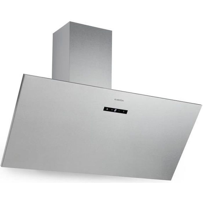 Klarstein Silver Lining 90 - Hotte aspirante : tête libre 90 cm, 3 vitesses, 568m³-h max, classe A - Inox