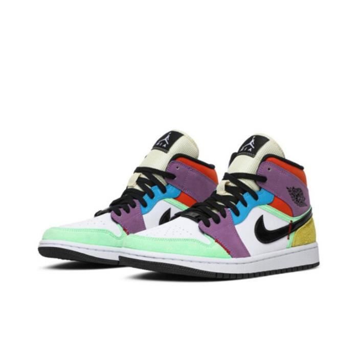 Air Jordan 1 Mid SE -Multicolor- Chaussures de Sport Basket AJ 1 Pas Cher pour Homme Femme Multicolore
