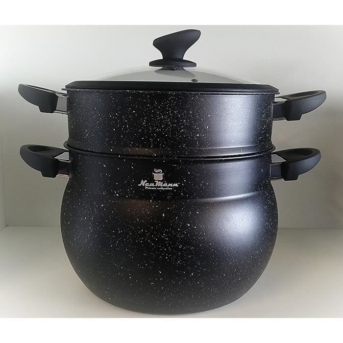 Premium Couscoussier Cuiseur Vapeur Turbo Induction Pierre AntiAdhésif 8L 24cm