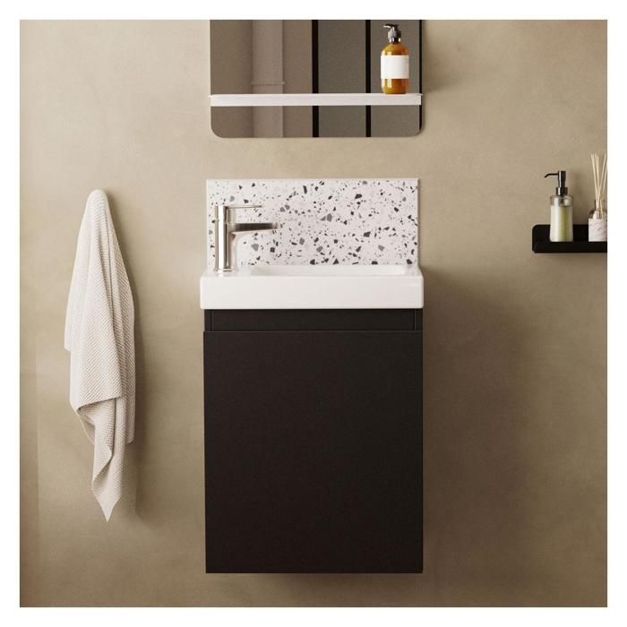Meuble lave-mains noir carbone LISA