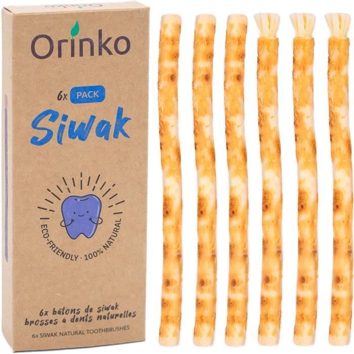 ORINKO Lot de 6 Bâtons de Siwak – Brosse à Dents 100% Naturelle – Nettoyant, Désinfectant et Blanchissant - Écologique