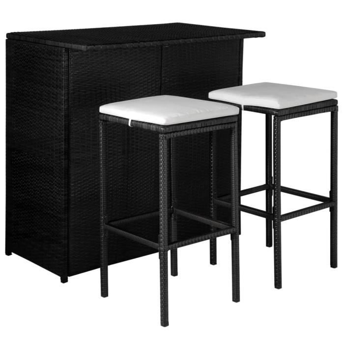 Jeu de bar d'extérieur 5 pcs Résine tressée Noir et blanc crème