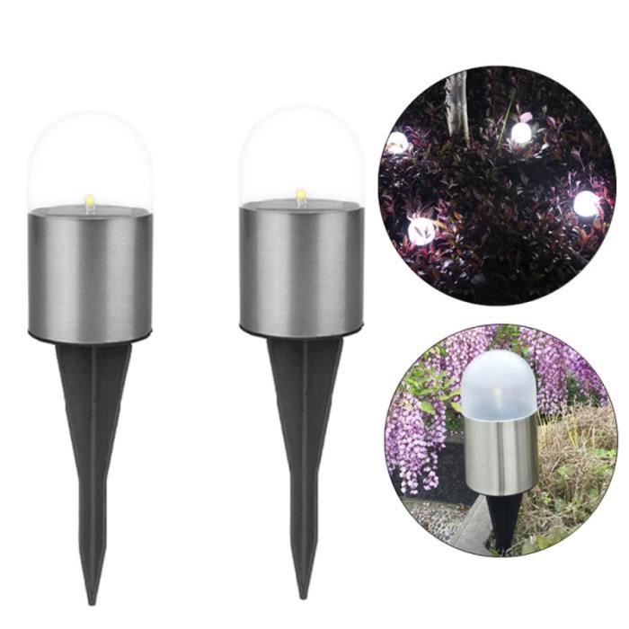 2PCS LED Lumière Blanche En Acier Inoxydable Solaire Rétro Cour Villa Jardin Lampadaire Extérieur ) GUIRLANDE DE NOEL
