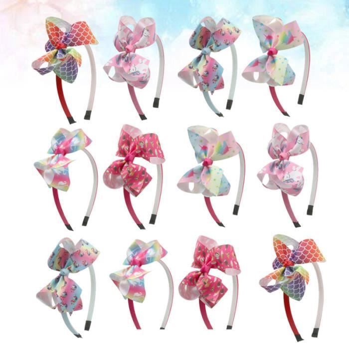 12 pcs licorne cerceau arc-noeud bande de tissu bandeau adorable accessoire de pour enfants filles (1 CASQUE AUDIO ENFANT