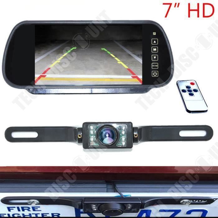 TD® Kit rétroviseur écran 7'' LCD de voiture + IR LED voiture Caméra de recul 170 ° vision nocturne-Accessoire de voiture