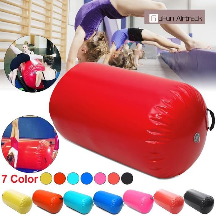 TEMPSA 100CM*65CM Gonflable Air Rouleau Home Training Gymnastique Pr Fitness Sport GYM ROUGE