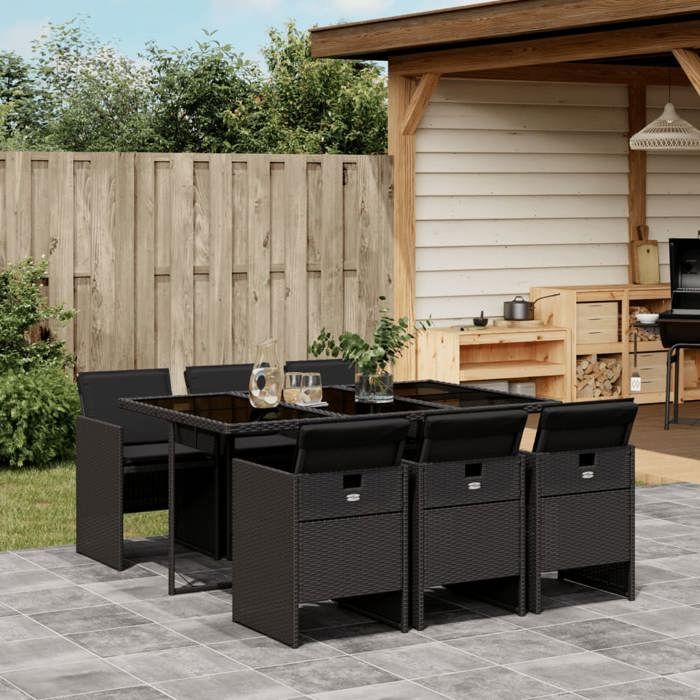 vidaXL Ensemble à manger 7 pcs Résine tressée - vue 2