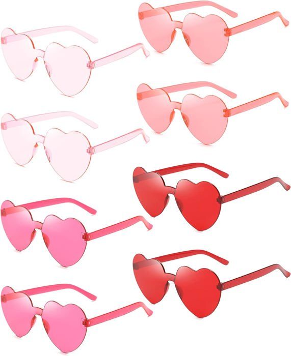 SIMIN Lot De 8 Lunettes De Fête En Cœur - Style Hippie Rétro - Accessoire Déguisement, Photo, Cosplay