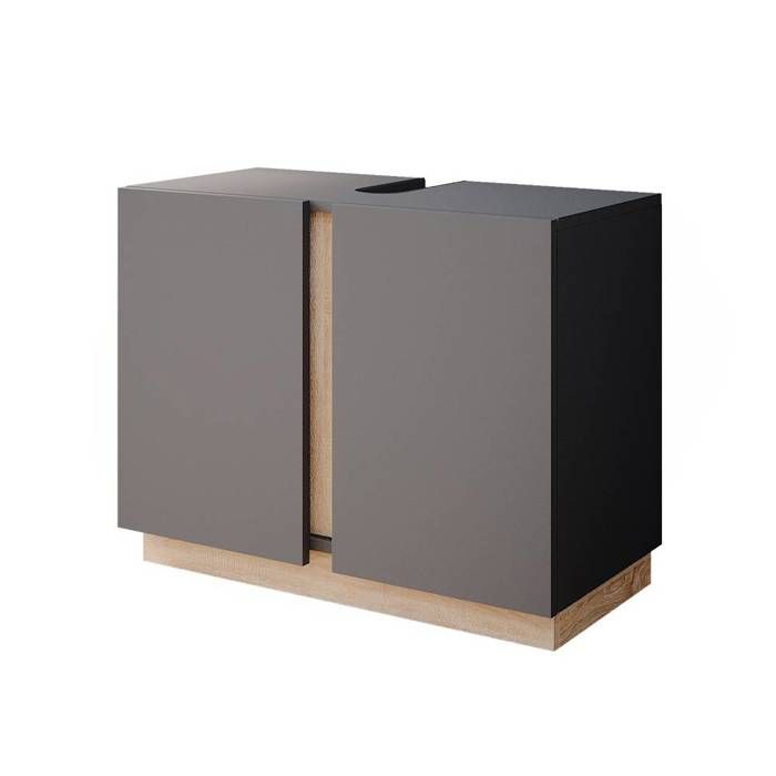 Meuble sous vasque simple Gloria 70.4x55.5cm avec 2 portes Anthracite Vicco 40884