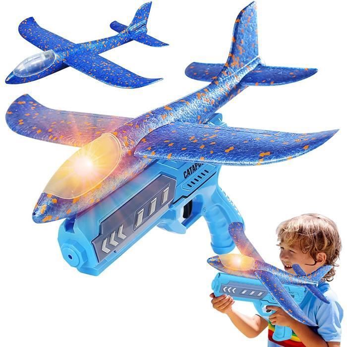 Avion En Mousse EPP Avec Lanceur – 2 Planeurs Catapulte Légers, Jouet Extérieur Sans Pile, Cadeau Enfant Garçon Fille Dès 3 Ans