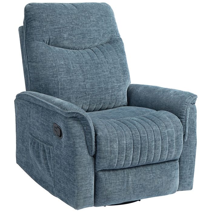 Fauteuil inclinable manuel pivotant fauteuil de relaxation - HOMCOM - repose-pieds rétractable dossier réglable - bleu Fauteuil inclinable manuel pivotant fauteuil de relaxation - HOMCOM - repose-pieds rétractable dossier réglable - bleu