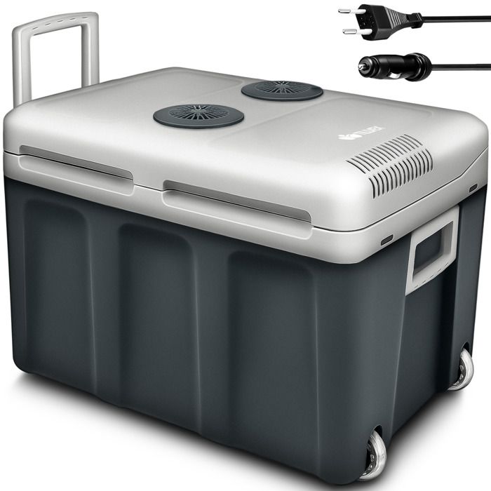 TILLVEX &reg; Glaci&egrave;re &eacute;lectrique 40l Gris avec roulettes  Mini r&eacute;frig&eacute;rateur 230V et 12V  Voiture Camping Refroidissement et Chaleur 