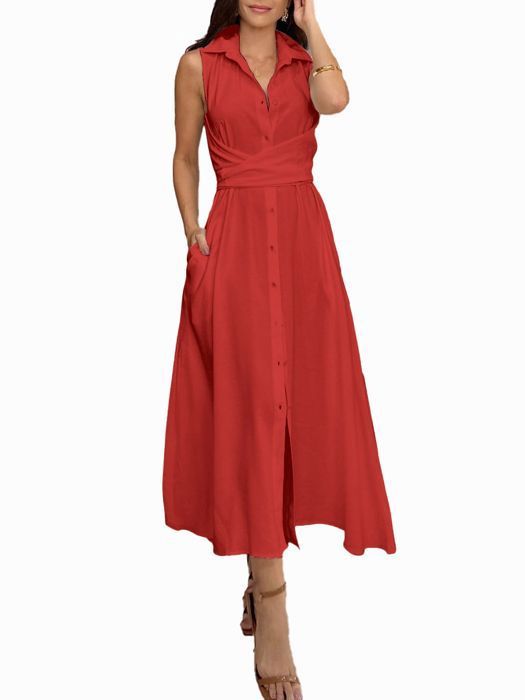 Robe Longue Robe Chemise Sans Manche Femme Sweet Miss Robe Chemise