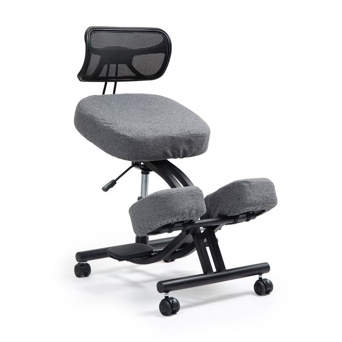 Kenoko HOZERU - Chaise de Bureau Ergonomique Réglable  Cuir écologique  pour Maison et le Bureau  avec Repose-Genoux  Gris