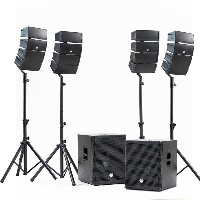 BM SONIC Pack Sonorisation DJ complet 2400W BMS-15-ARRAY-BT, 4 Enceintes satellites, Caissons 38cm USB/Bluetooth Supports C&acirc;bles