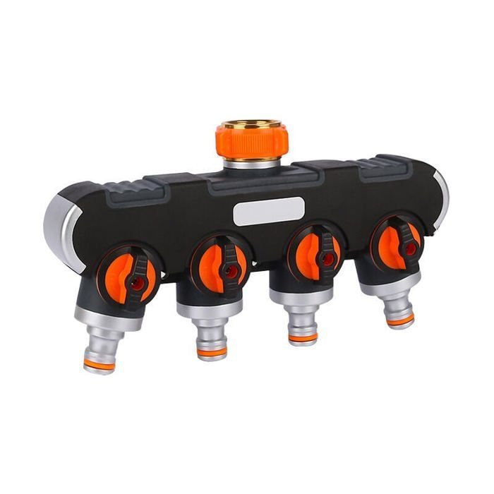 Lot de 1 GE1401-4 raccord de tuyau distributeur darrosage à 4 voies diviseur de tuyau avec interrupteur de commande pour larr