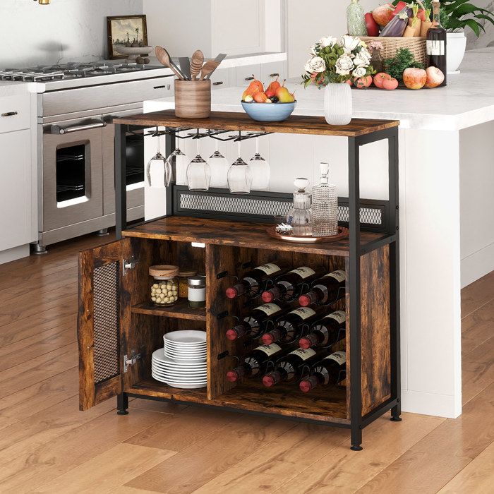 VASAGLE Meuble Bar à Vin avec Éclairage, Buffet avec LED, Rangement pour Vin, Meuble de Bar pour Spiritueux, avec Porte-Verre, Porte en Verre Cannelé, pour Salon, Noir Boisé VASAGLE Meuble Bar à Vin avec Éclairage, Buffet avec LED, Rangement pour Vin, Meuble de Bar pour Spiritueux, avec Porte-Verre, Porte en Verre Cannelé, pour Salon, Noir Boisé