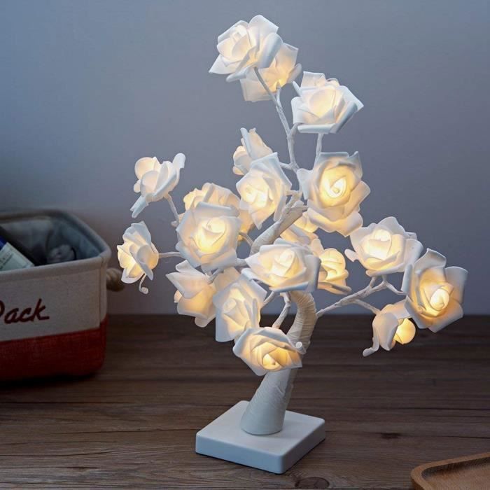 Guirlande lumineuse LED - Arbre lumineux - 24 fleurs - Câble USB - 45 cm - Blanc