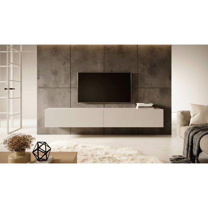 Meuble TV 2 portes - BALEO - 200 cm - greige