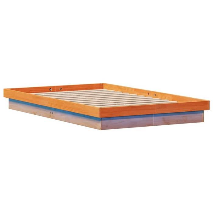 2 Place Cadre de lit - BURKE - Lit double - à LED - sans matelas - 140x190 cm bois massif LE522